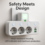 Power Strip with 3 Outlets | Multi-Outlet with USB Ports & Switch