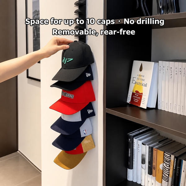 Wall-Mounted Cap Organizer – Holds 10 Caps, Keeps Brims Flat and Neat