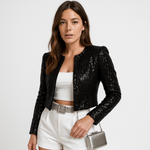 Women's Festive Sequin Structured Blazer for Evening Wear