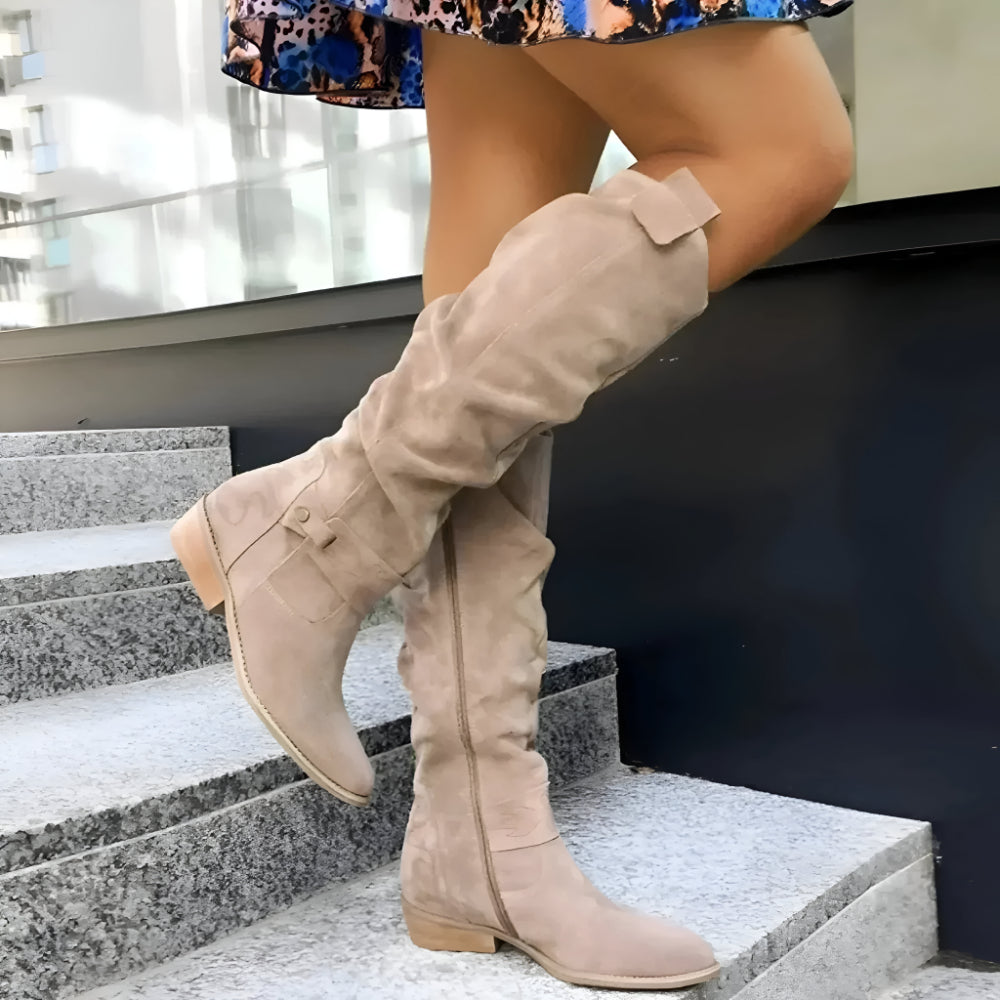 High Shaft Suede Over-the-Knee Boots for Women