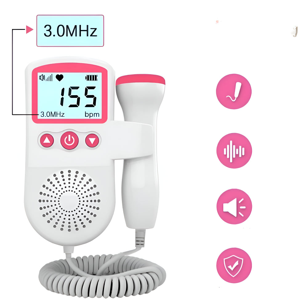 LCD Fetal Heart Rate Monitor for Home Use with 3MHz Probe