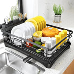 Large Dish Drying Rack with Integrated Drip Tray for Efficient Drying, Countertop Protection, and Organized Kitchen Storage