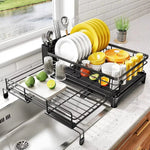 Large Dish Drying Rack with Integrated Drip Tray for Efficient Drying, Countertop Protection, and Organized Kitchen Storage
