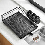 Large Dish Drying Rack with Integrated Drip Tray for Efficient Drying, Countertop Protection, and Organized Kitchen Storage
