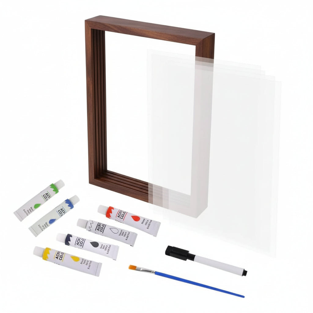 Wooden Baby Memory Frame with Clay for Hand and Footprints