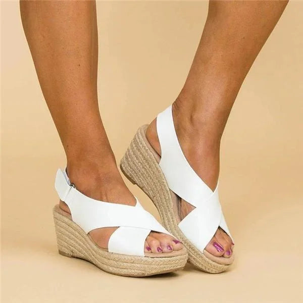 Women's Espadrilles | Orthopedic Wedge Heel | Elastic Crossband Strap