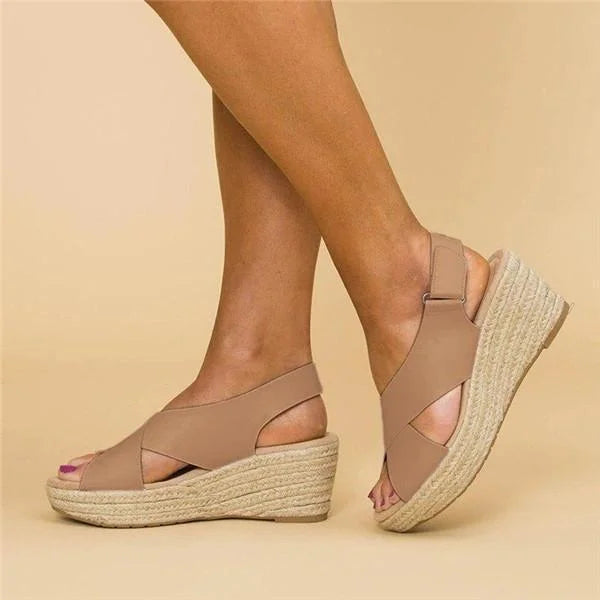 Women's Espadrilles | Orthopedic Wedge Heel | Elastic Crossband Strap