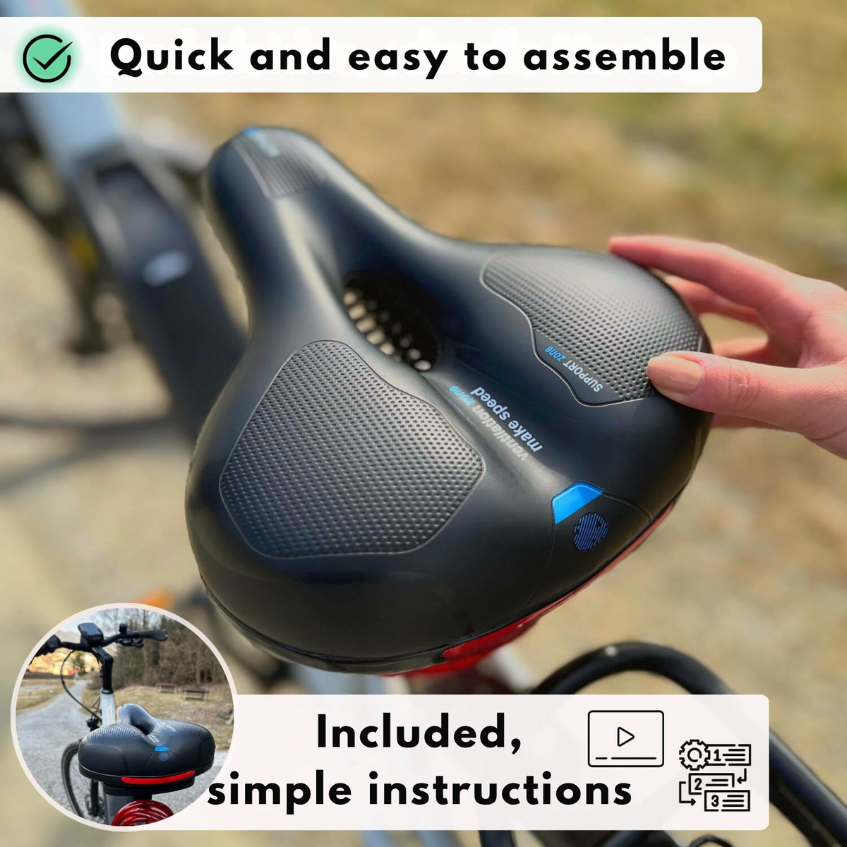 Ergonomic Comfort Bicycle Seat | Shock Absorbing Design