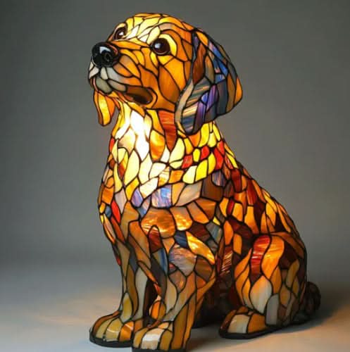 Artistic LED Night Light – Shimmering Statue with Dog Breed Design
