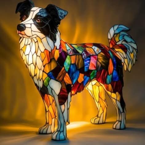 Artistic LED Night Light – Shimmering Statue with Dog Breed Design