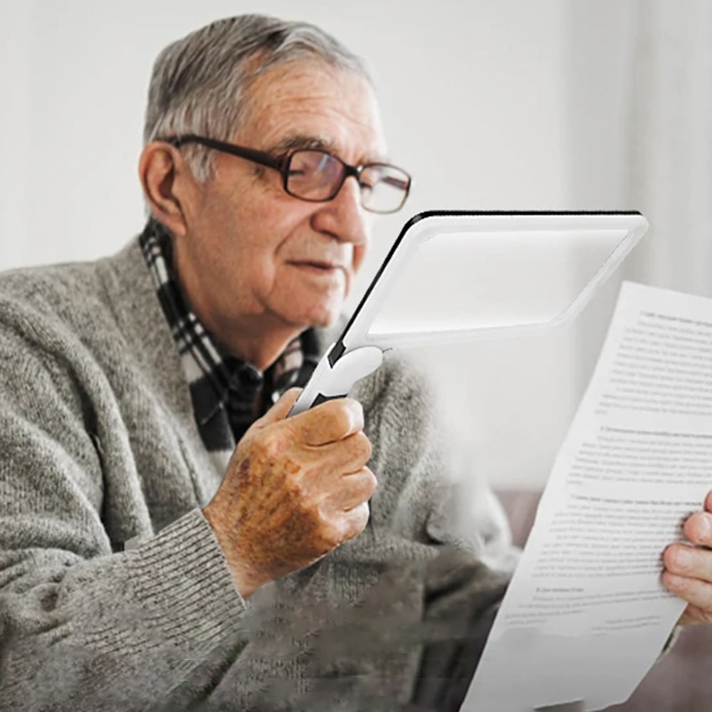Full-Sized Handheld Magnifying Glass - 5x Magnification, LED Lighted Magnifier with 3 Modes, Perfect for Reading and Seniors
