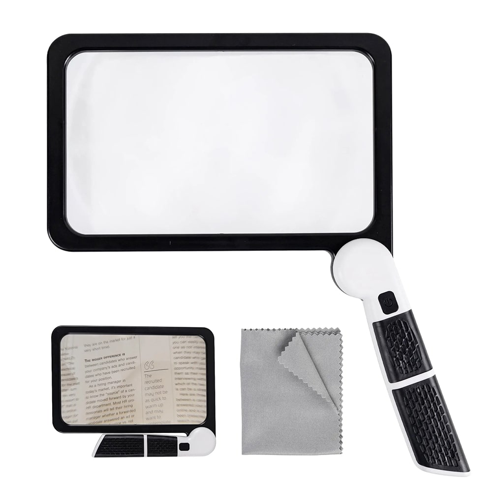 Full-Sized Handheld Magnifying Glass - 5x Magnification, LED Lighted Magnifier with 3 Modes, Perfect for Reading and Seniors