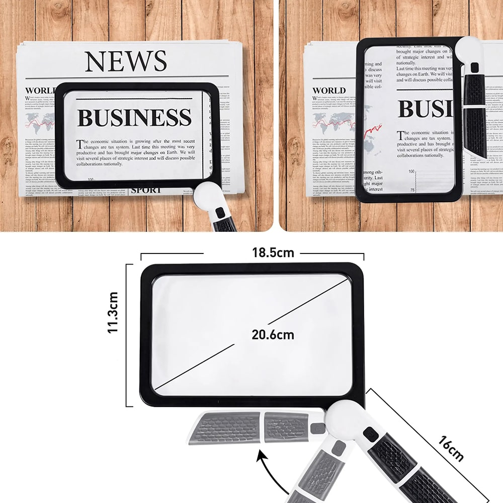 Full-Sized Handheld Magnifying Glass - 5x Magnification, LED Lighted Magnifier with 3 Modes, Perfect for Reading and Seniors