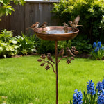 Decorative Garden Bird Bath with Sturdy Spike