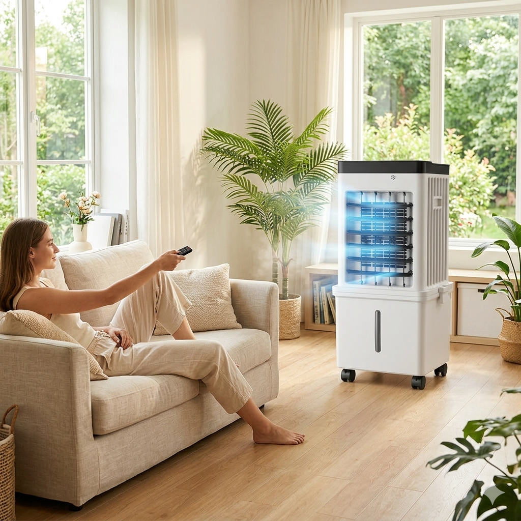 3-in-1 Air Cooler with 15L Water Tank – Cools, Humidifies, and Purifies