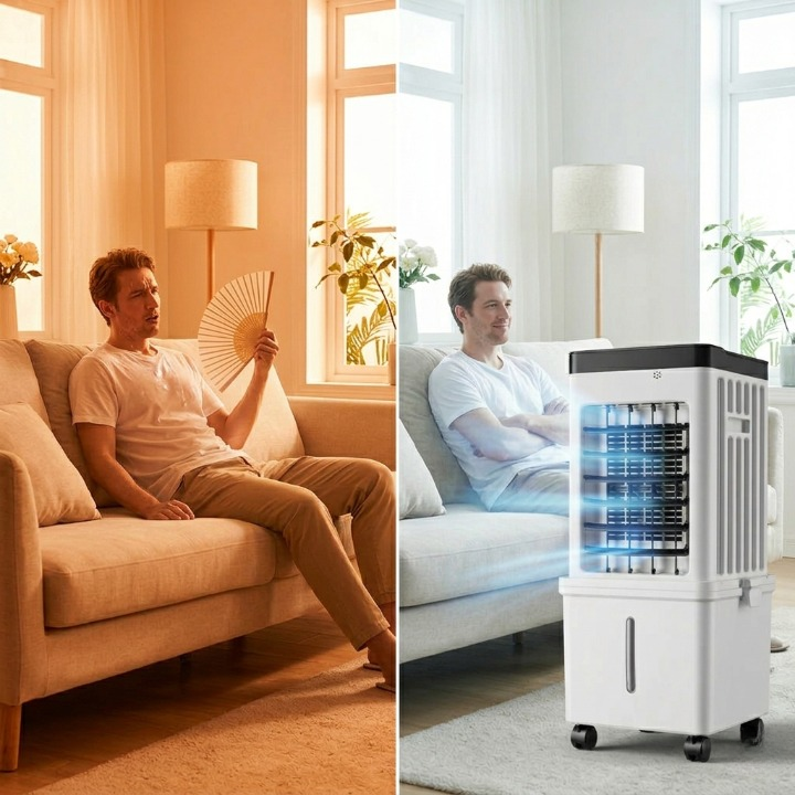 3-in-1 Air Cooler with 15L Water Tank – Cools, Humidifies, and Purifies