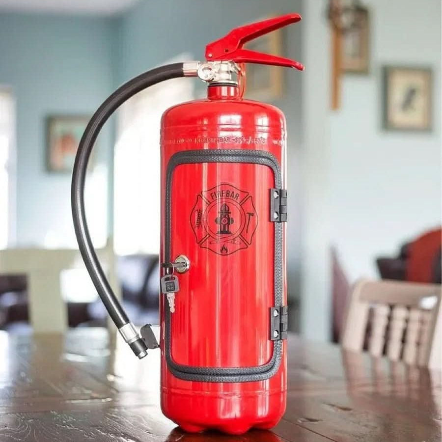 Discreet Mini Bar – Concealed Beverage Storage in Fire Extinguisher Design