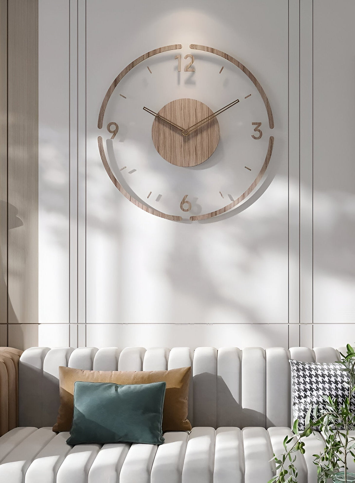 Modern Silent Wall Clock – Sleek Wood and Acrylic Design