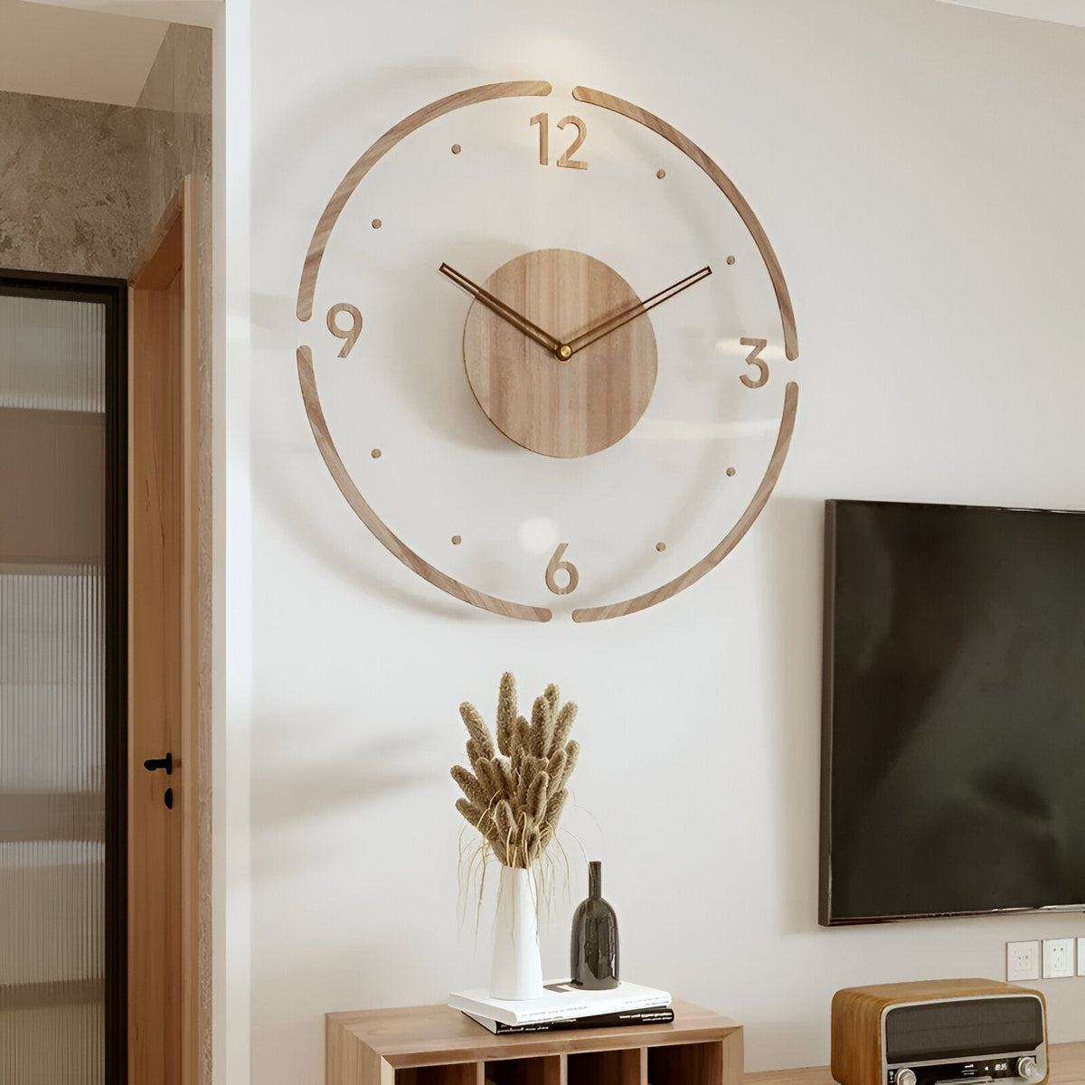 Modern Silent Wall Clock – Sleek Wood and Acrylic Design