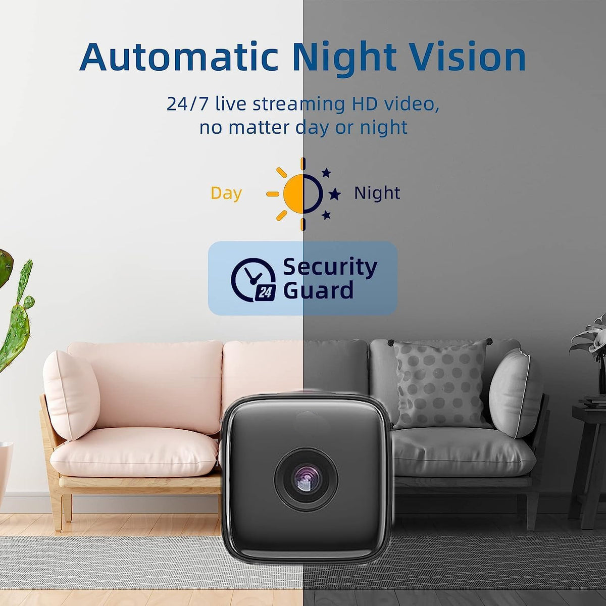 Indoor Camera with Night Vision, Motion Detection, and Wi-Fi Access