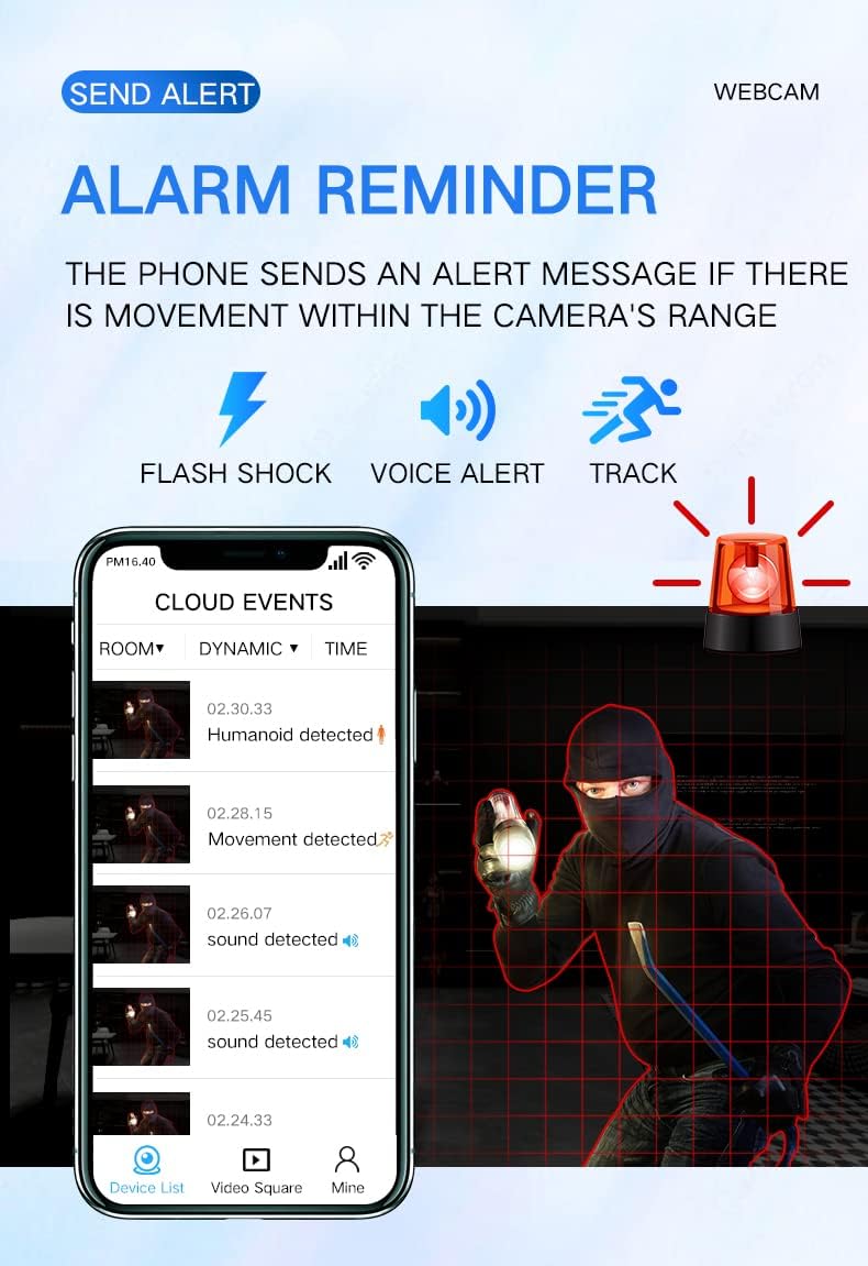 Indoor Camera with Night Vision, Motion Detection, and Wi-Fi Access