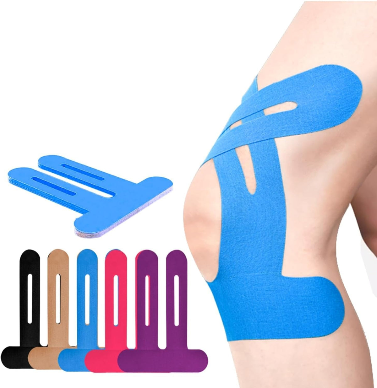 Knee Bandage | Pre-Cut Kinesiology Tape | Breathable Knee Support