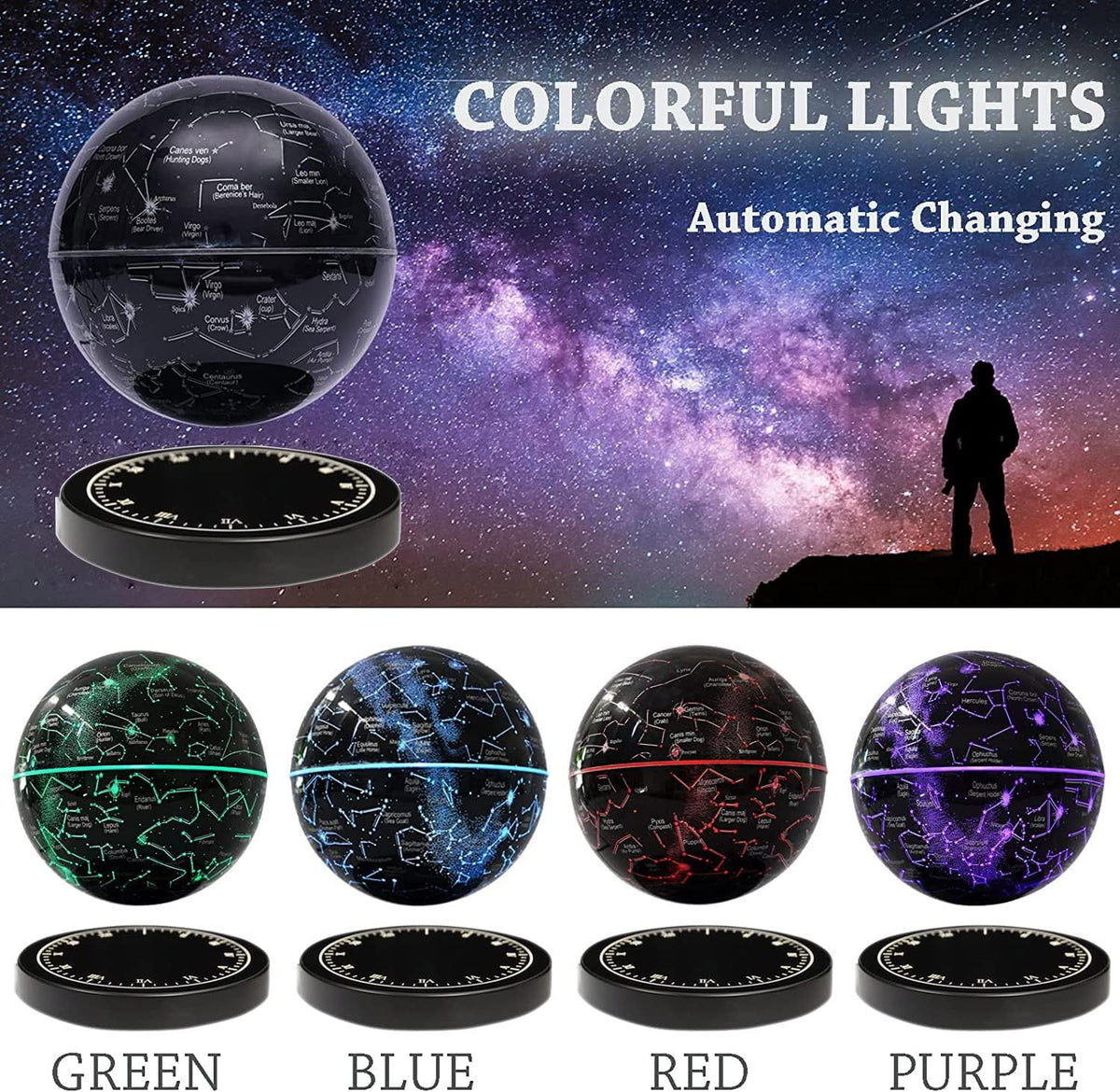Rotating Floating Constellation Lamp with Magnetic Levitation