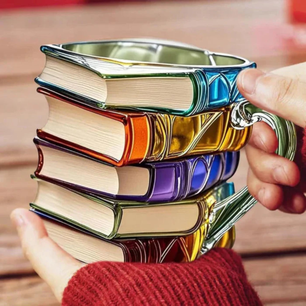 3D Book Design Decorative Glass Coffee Mug