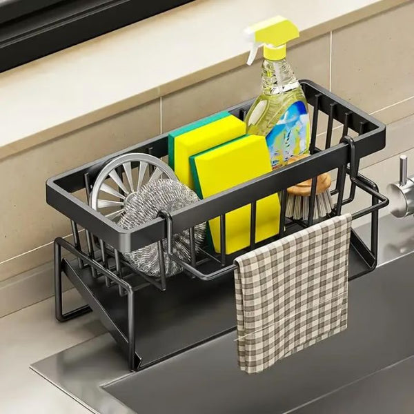 Rust-Free Kitchen Sink Rack with Towel Holder