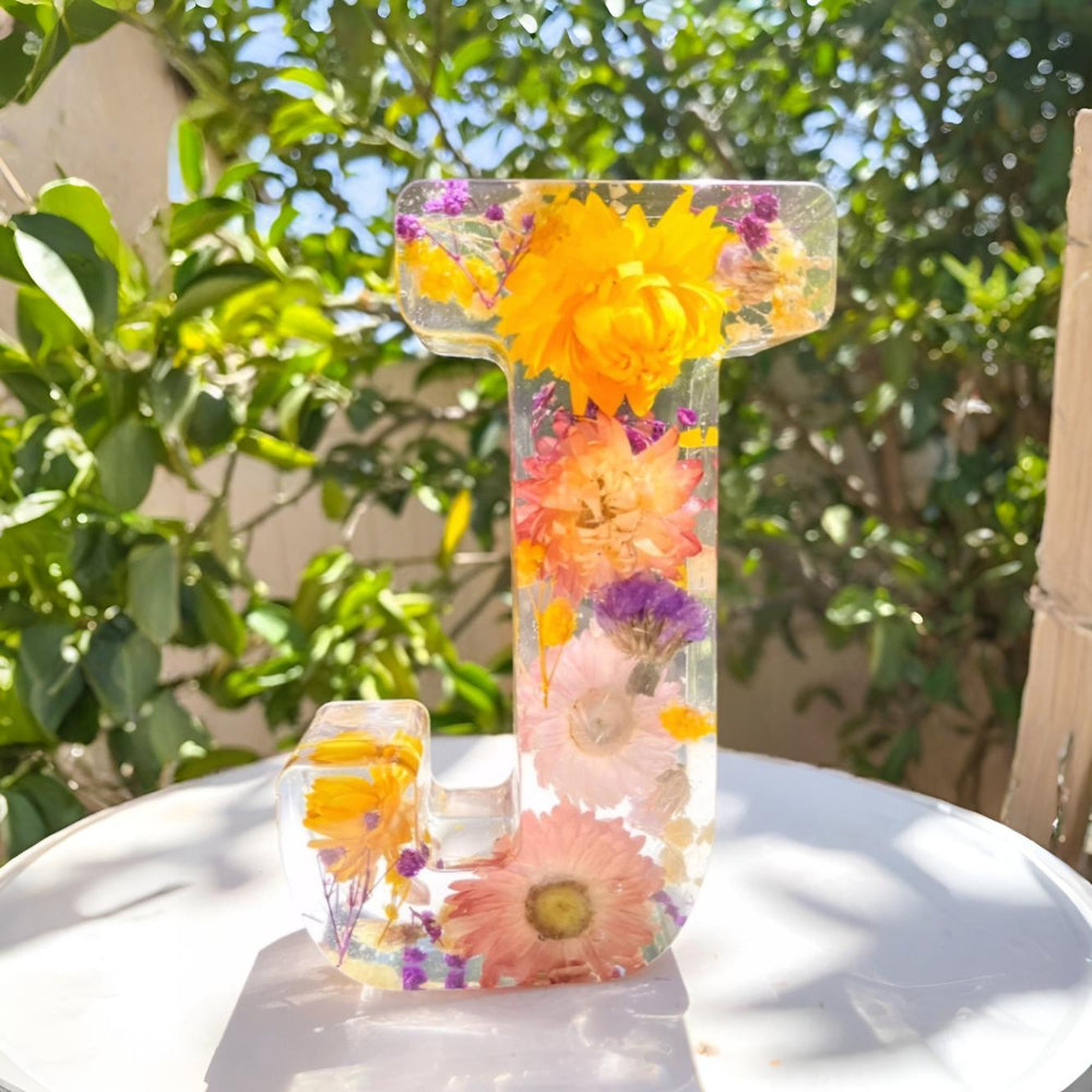 Floral Letter LED Table Lamp with Resin Design