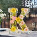 Floral Letter LED Table Lamp with Resin Design