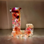 Floral Letter LED Table Lamp with Resin Design