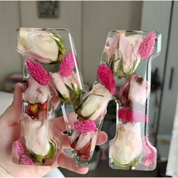Floral Letter LED Table Lamp with Resin Design