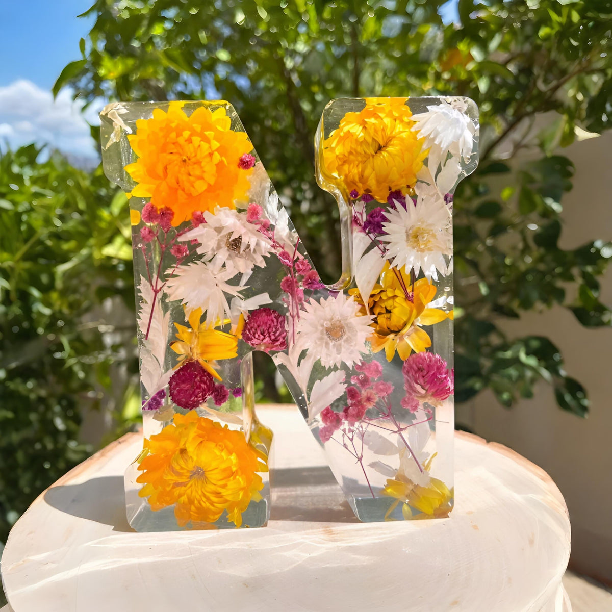 Floral Letter LED Table Lamp with Resin Design