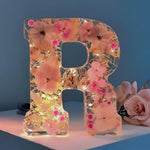 Floral Letter LED Table Lamp with Resin Design