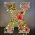 Floral Letter LED Table Lamp with Resin Design