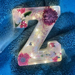 Floral Letter LED Table Lamp with Resin Design