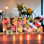 Floral Letter LED Table Lamp with Resin Design