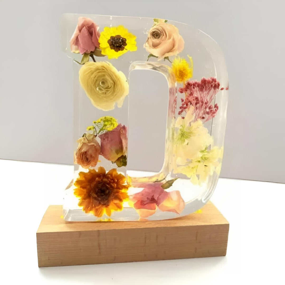 Floral Letter LED Table Lamp with Resin Design