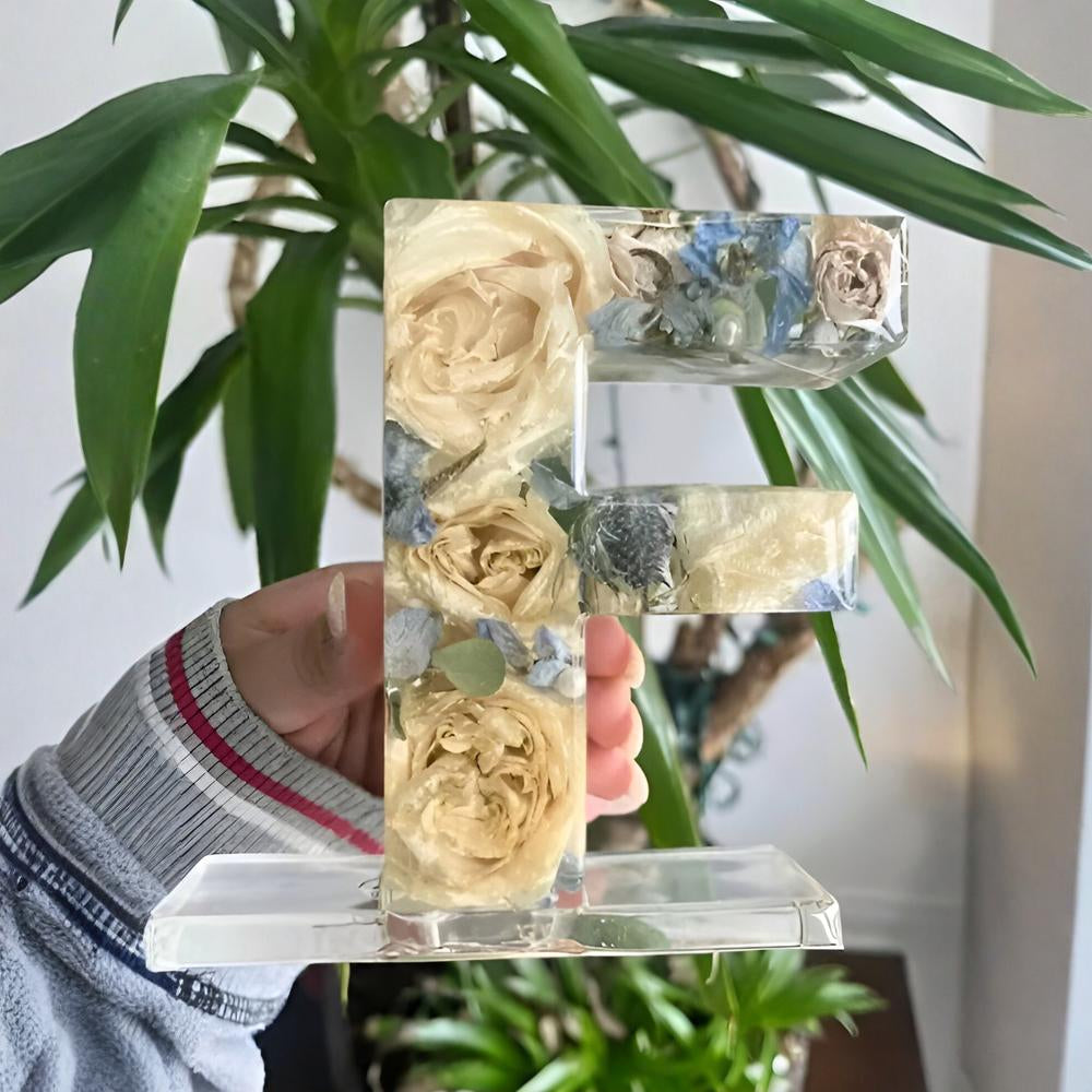 Floral Letter LED Table Lamp with Resin Design