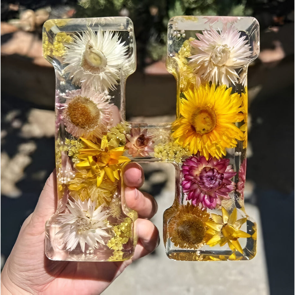 Floral Letter LED Table Lamp with Resin Design