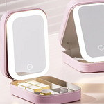 LED Cosmetic Mirror Box | 3 Lighting Modes | Organizer & Travel Case | Touch Control