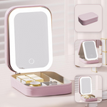 LED Cosmetic Mirror Box | 3 Lighting Modes | Organizer & Travel Case | Touch Control