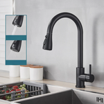 Pull-Out Faucet with Single Lever Mixer – Flexible Faucet with Shower Function, High Quality Stainless Steel, Ideal for Modern Kitchens, Easy Installation