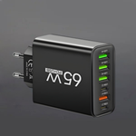 65W Fast Charging USB-C Wall Charger with 6 Ports