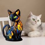 Stained Glass Cat Table Lamp - Decorative Night Light for Home