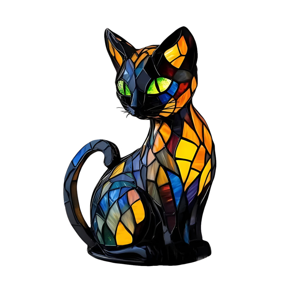 Stained Glass Cat Table Lamp - Decorative Night Light for Home
