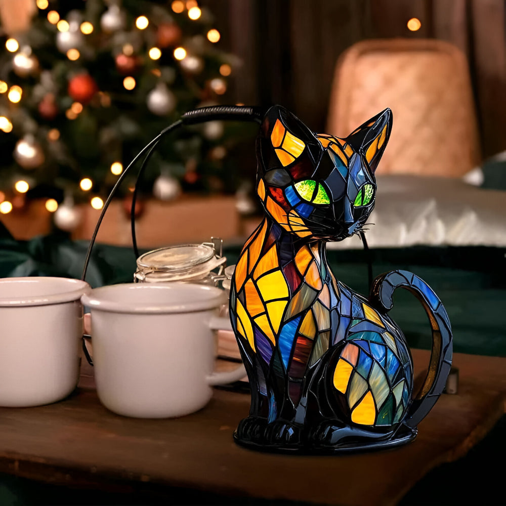Stained Glass Cat Table Lamp - Decorative Night Light for Home