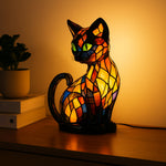 Stained Glass Cat Table Lamp - Decorative Night Light for Home