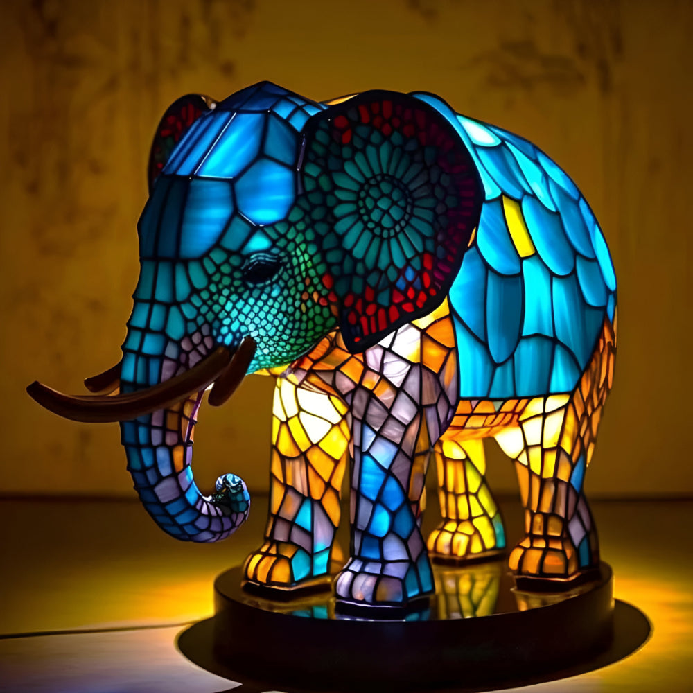 Animal-Themed Decorative Stained Glass Table Lamp